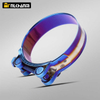 Essential Motorcycle Accessory Baked Blue Hexagonal Screw Clamp for Secure Muffler Mouth and Exhaust Pipe Connection
