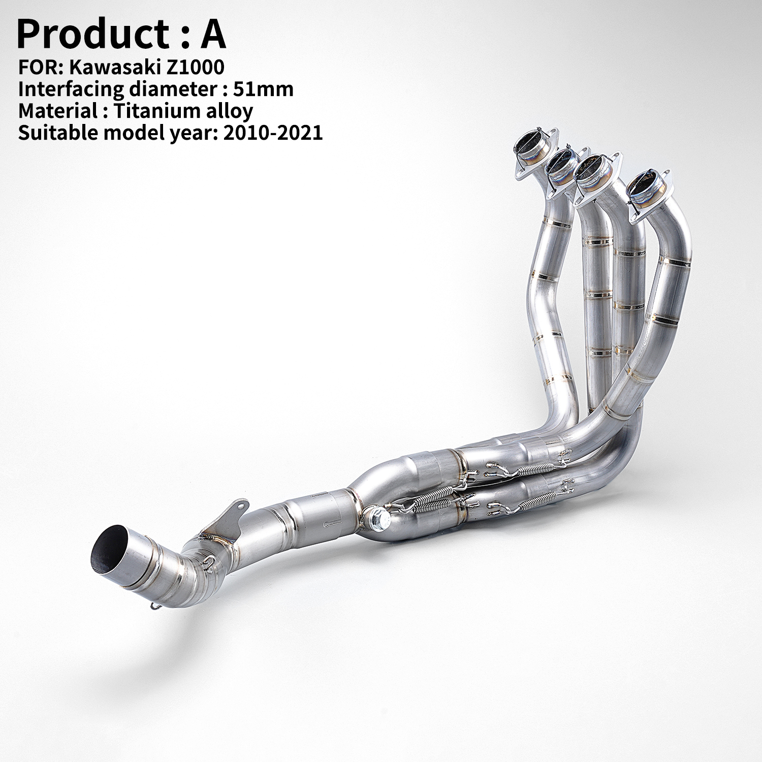 Kawasa Z1000 2010-21 Titanium Alloy System Escape Slip Tube 51mm Interface Front Link Pipe New Motorcycle Exhaust Optional Slip