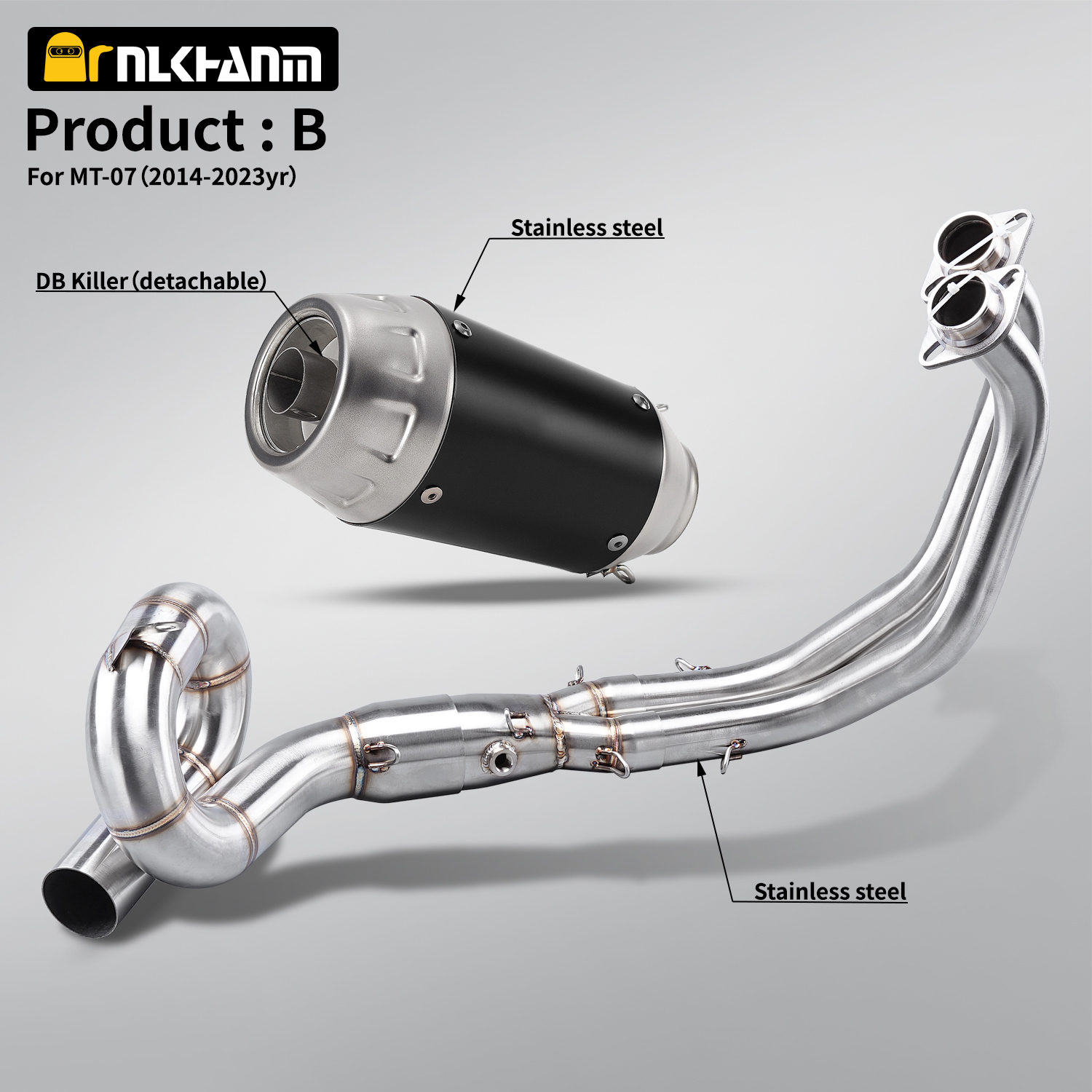 MT07 Motorcycle Exhaust System Modification Full Section with ARROW Escape for YAMA MT07 FZ07 XSR700