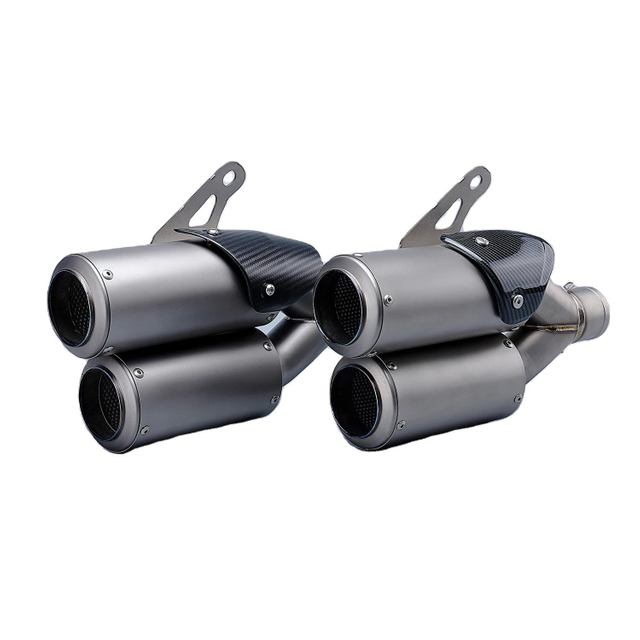 51MM Titanium Alloy Double Escape Muffler Custom Size Universal Motorcycle Exhaust System SC Modification Ninja400 Z800 Z900 New