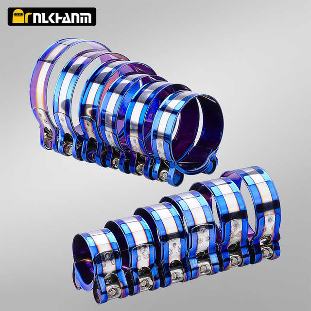 Essential Motorcycle Accessory Baked Blue Hexagonal Screw Clamp for Secure Muffler Mouth and Exhaust Pipe Connection