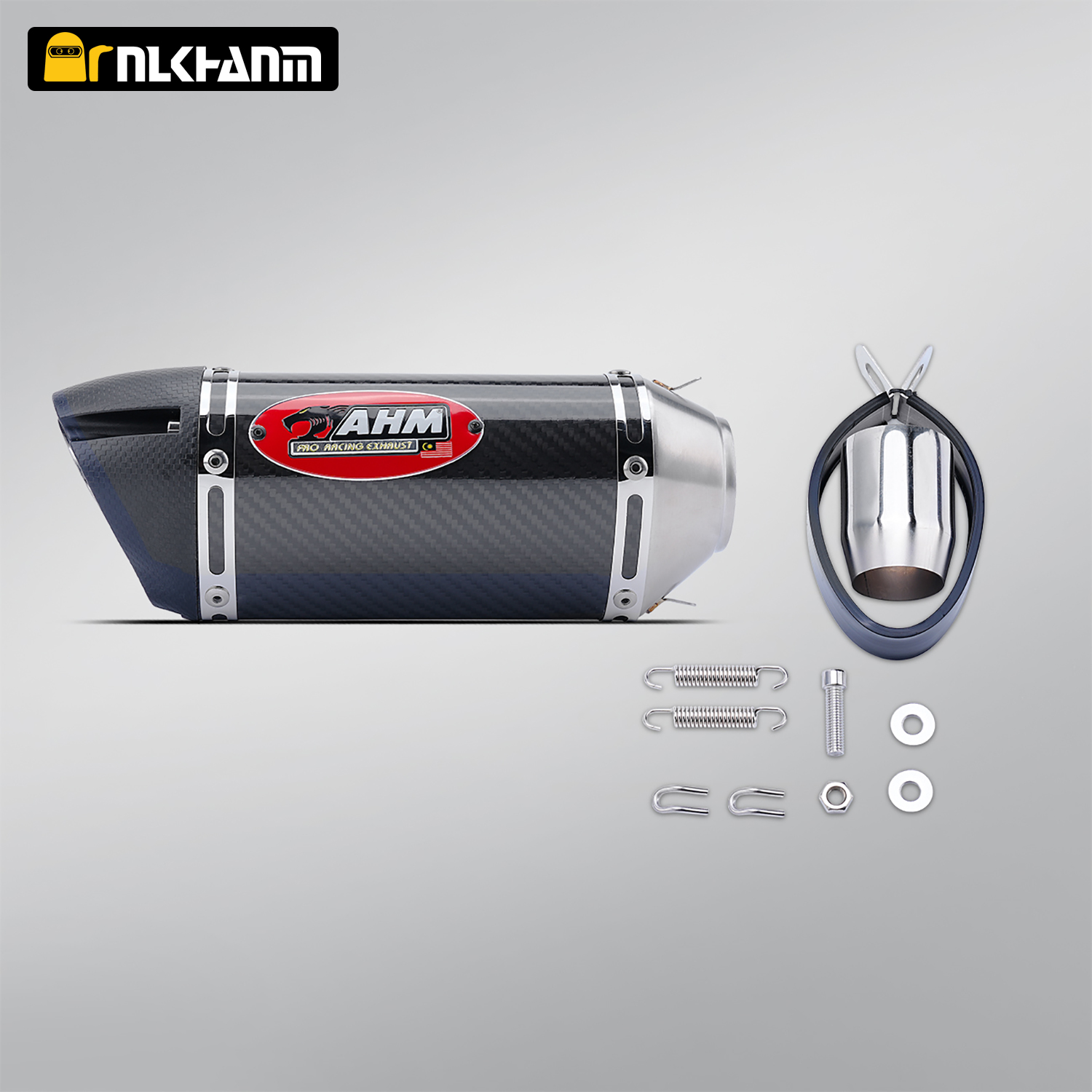 Universal Motorcycle Exhaust System Modified with AHM Carbon Fiber Escape Muffler for R15 MT15 MT07 XMAX TMAX NMAX XADV