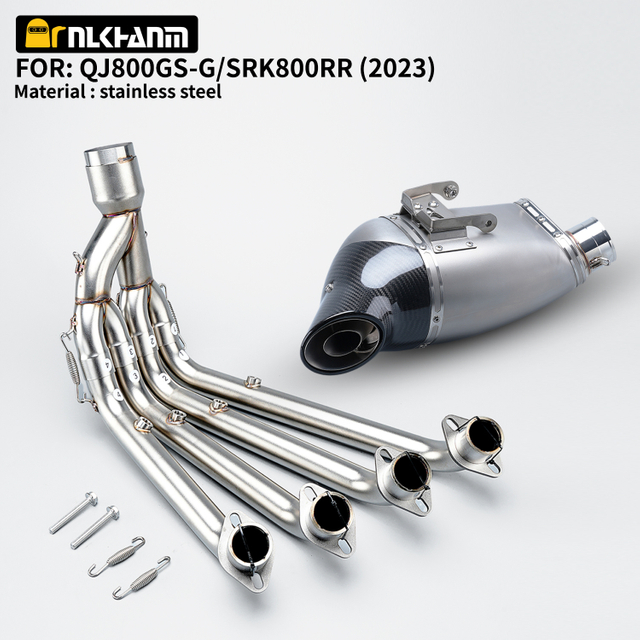 2023 QJ800GS-G SRK800RR Motorcycle Exhaust System Full Section Bottom AK with Steel and Carbon Fiber New Condition
